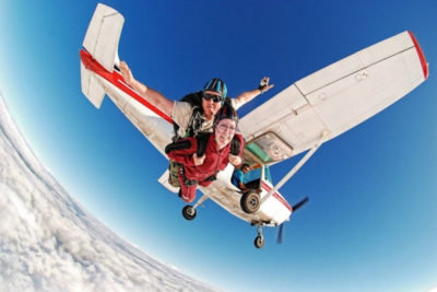 listening to music while skydiving